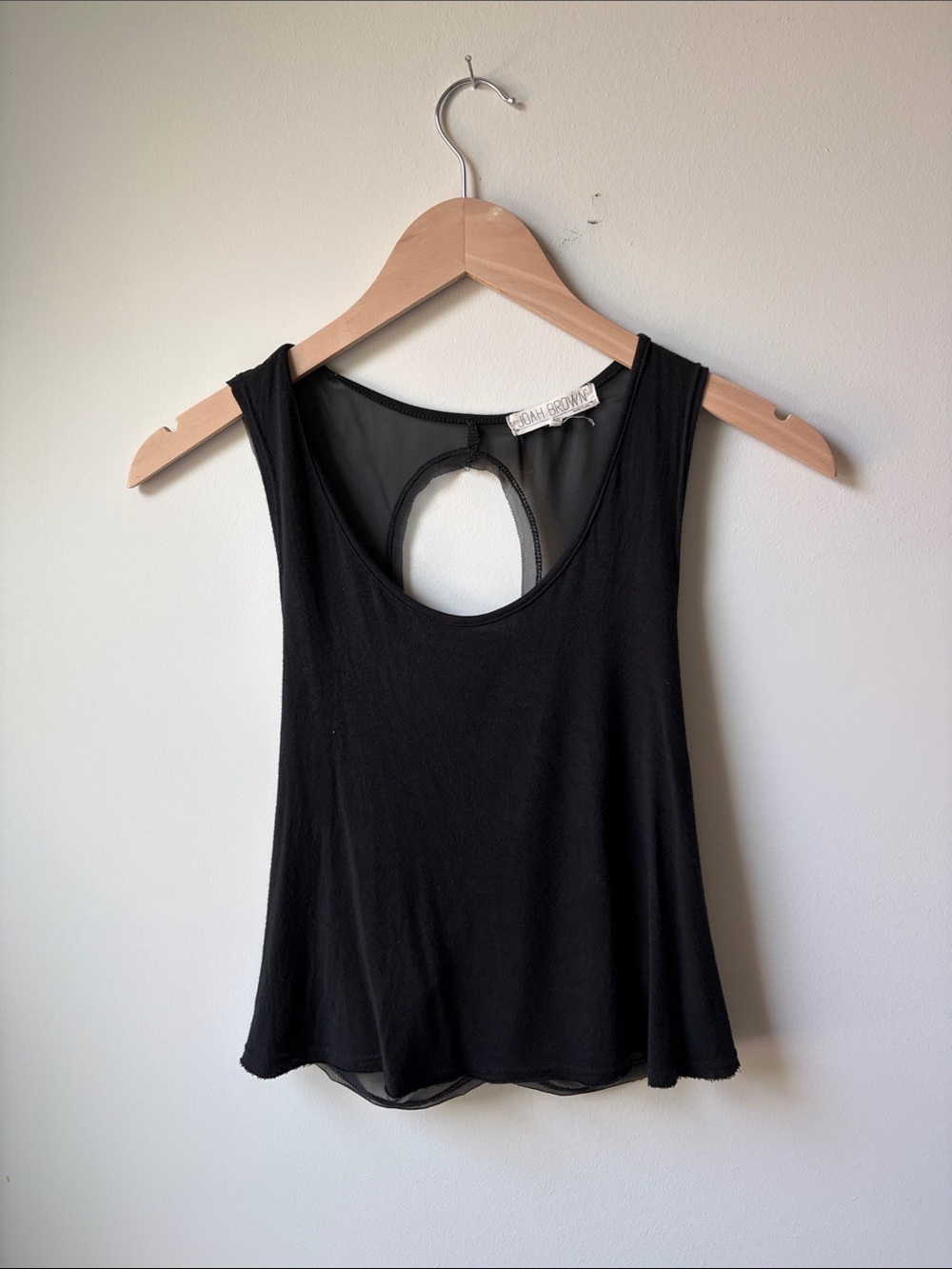 Joah Brown Black Mesh Half Moon Crop Top